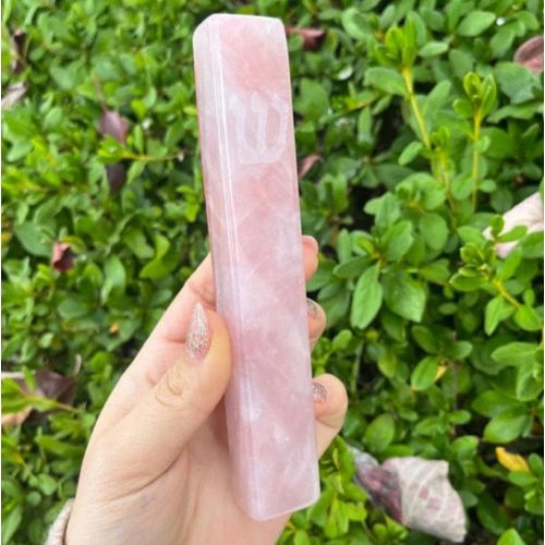 Engraved Rose Quartz Mezuzah Case