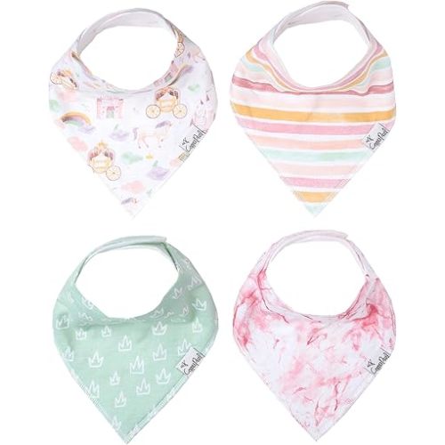 Copper Pearl Baby Bandana Bibs - 4 Pack Soft Cotton Baby Bibs for Drooling and Teething, Absorbent Drool Bibs for Baby Girl and Boy, Adjustable to Fit Newborns to Toddlers, Tons of Styles (Enchanted)
