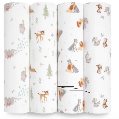 Disney + Friends Essentials Cotton Muslin Swaddle 4-Pack | aden + anais