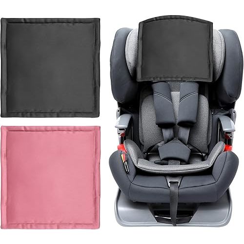 Silk Head Carseat Cover for Babies Satin Head Cover for Baby Car Seat Canopy Headrest Protector 2pcs for Boys Girls Infant Sleeping Hair Protection Pink Black