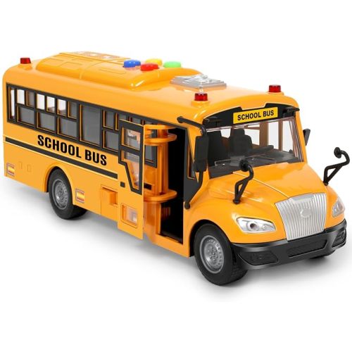 Yellow School Bus Toys for Toddlers 4 Different Flashing Lights & Sound