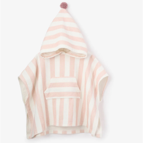 Pink Stripe Hooded Terry Poncho – Elegant Baby