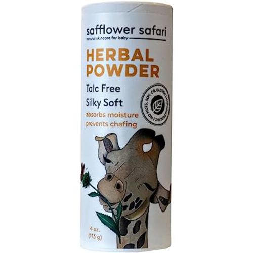 Herbal Baby Powder - All-Natural,Talc-Free Organic Arrowroot, Hypoallergenic, Vegan Made in USA by Safflower Safari