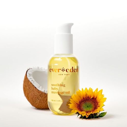 Evereden Soothing Baby Massage Oil 4 fl oz. | Clean Baby Care | Non-toxic and Fragrance Free | Clean Ingredients - Unfragranced - 4 Fl Oz (Pack of 1)