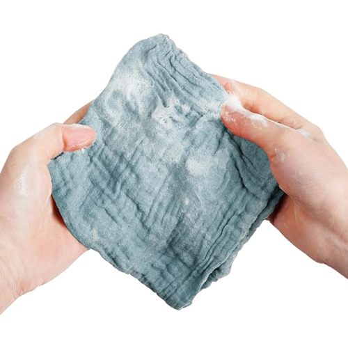 Konssy 7 Pack Face Cloths, Soft Wash Cloth for Washing Face, Cotton Face Towels for Sensitive Skin Women Facial Makeup Remover Reusable Absorbent Washcloths (11 x 11 Inch) - Blue - 7 Count (Pack of 1)