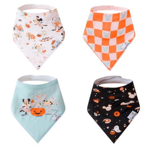 Copper Pearl Baby Bandana Drool Bibs for Drooling and Teething 4 Pack Gift Set Mickey Mouse's Boo Bash