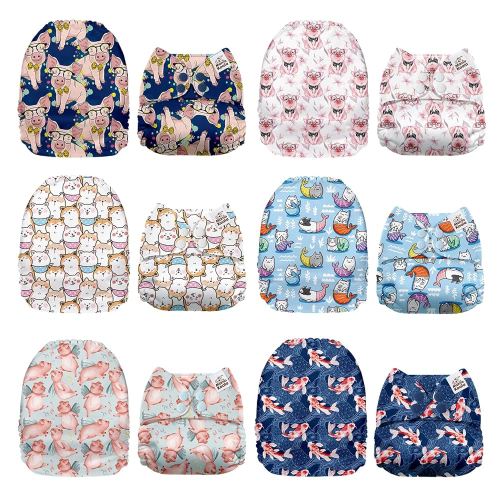 Mama Koala 1.0 Cloth Diapers for Babies, 6 Pack Pocket Shell Only (NO Inserts) - One Size Washable and Reusable Pocket Diapers for Newborns and Toddlers - 160078