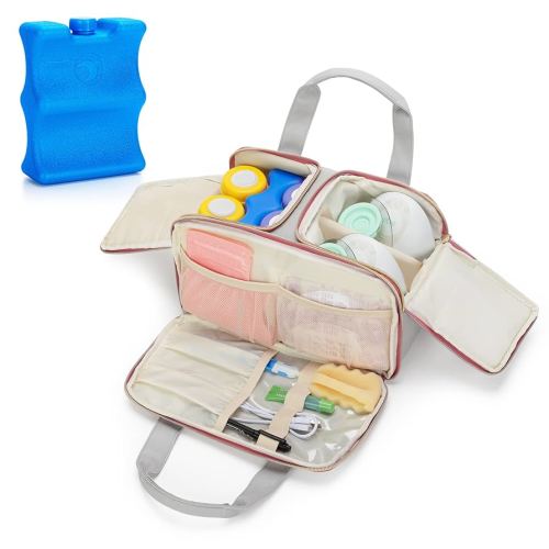 Damero Wearable Breast Pump Bag with Ice Pack Compatible with Elvie and Most Medela Electronic Pumps, Tote Bag for Wearable Breast Pump, Pump Parts and Ice Pack, Patent Design