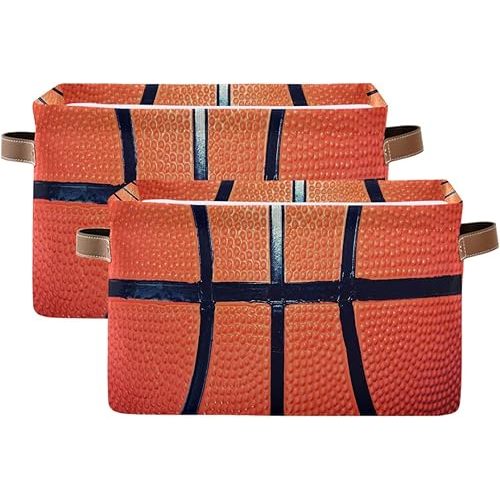 Storage Basket Cube Sport Ball Basketball Large Collapsible Toys Storage Box Bin Laundry Organizer for Closet Shelf Nursery Kids Bedroom,15x11x9.5 in,2 Pack
