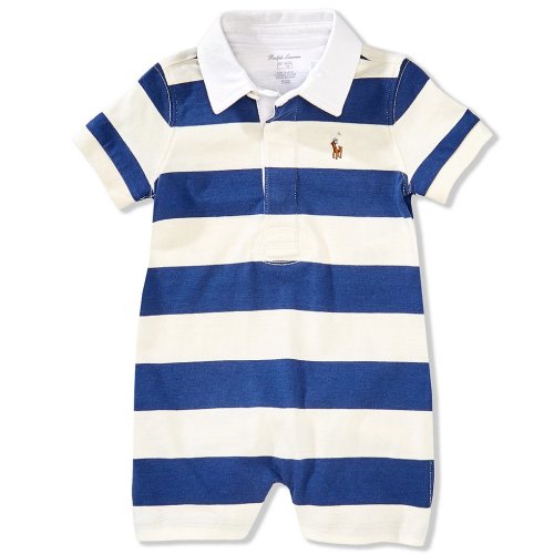 Ralph Lauren Baby Boys 3-12 Months Short Sleeve Striped Rugby Shortall