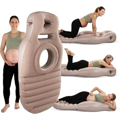 Inflatable Pregnancy Pillow, Full Body Maternity Airbed/Float with Hole for Tummy, The Best Pregnancy Pillow for Sleeping Prone, Maternity Pillow and Pregnancy Must Haves, Gray
