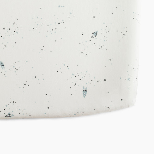 Pehr Brushed Organic Cotton Crib Sheet - Rocketman