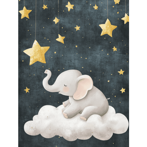 Cute Elephant on Cloud Canvas Wall Art, Suitable for Bedroom, Nursery, Living Room, Kids Room, and Playroom Decor