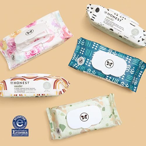 The Honest Company Clean Conscious Unscented Wipes | Over 99% Water, Compostable, Plant-Based, Baby Wipes | Hypoallergenic for Sensitive Skin, EWG Verified | Geo Mood, 288 Count - 72 Count (Pack of 4)