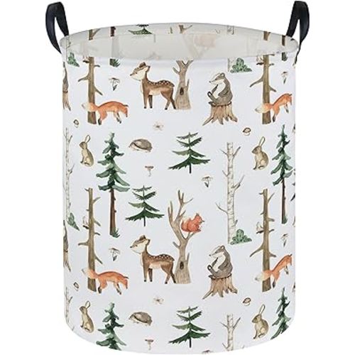 Kids Laundry Hamper,Animal Laundry Basket Collapsible Woodland Storage Baskets for Home Decor,Office,Home Organizer,(Woodland animal