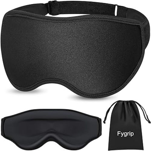 3D Eye Mask Sleep Mask for Men & Women, 100% Pressure-Free & Light Block-Out Eye Mask for Sleep with Easy Adjustable Strap, Night Eye Cover for Travel, Black