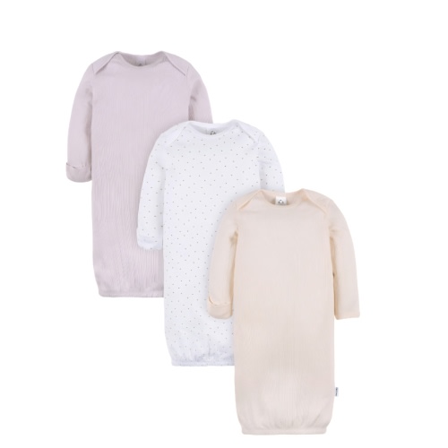 Gerber Baby Neutral Long Sleeve Gowns, 3-Pack, Sizes Newborn - 0/3 Months