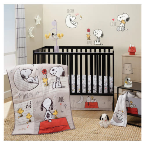 Snoopy Love 3-Piece Infant Baby Nursery Crib Bedding Set – Lambs & Ivy
