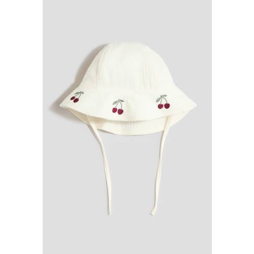 MUSLIN SUN HAT WITH EMBROIDERY