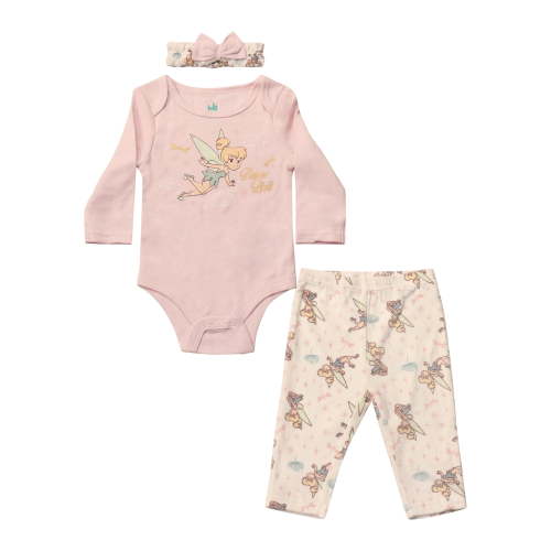 Disney Clothes Baby Girls Bodysuit, Pants & Headband 3-Piece Outfit Set – Minnie Mouse, Bambi, Marie & Tinkerbell (0/3M–6/9M)