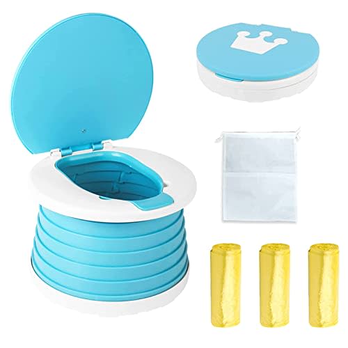 Travel Potty for Toddler, Portable and Foldable Toilet, Apply to Seat Emergency Toilet for Car, Camping, Outdoor, Indoor (blue, small)