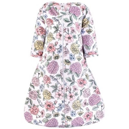 Hudson Baby Girls Long Sleeve Plush Faux Fur Sleeping Bag, Wearable Blanket, Vintage Blossom, 6-12 Months