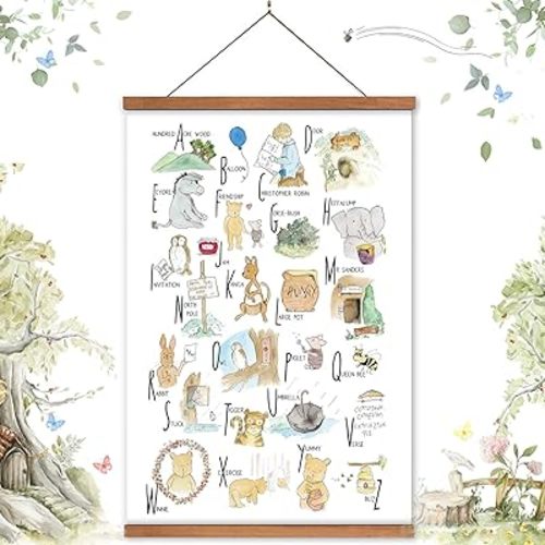 Classic Winnie Alphabet Print Bear Nursery Decor ABC Poster Alphabet Wall Decor Kids Room Wall Art