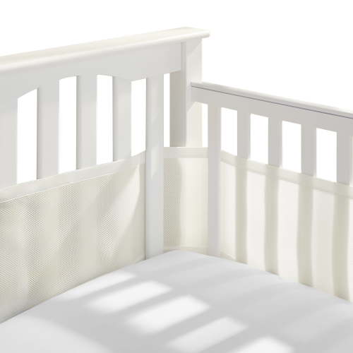 BreathableBaby Breathable Mesh Liner for Full-Size Cribs, Classic 3mm Mesh, Ecru (Size 4FS Covers 3 or 4 Sides)