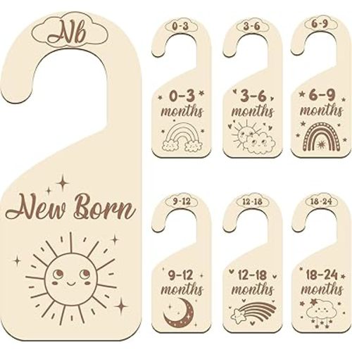Baby Clothes Dividers for Closet, 7PCS Newborn to 24 Months Baby Size Closet Dividers Double-Sided Printing Thicken Baby Wardrobe Organizer for Home Nursery Baby Clothes Decor