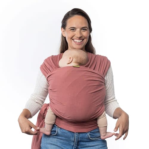 Baby Wrap Carrier Sling for Newborns to Toddlers - Stretchy Hands-Free Baby Carrier 7-35 lbs (Dusty Pink)