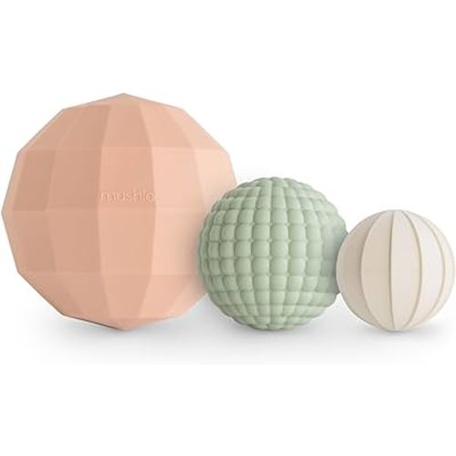 mushie Silicone Nesting Spheres Sensory Toy (Blush)