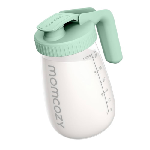 Momcozy Breast Milk Pitcher, Resistant to Heat and Cold Abrupt Temp Swings, No Leak Glass Breast Milk Fridge Storage Container with Wide Mouth, Fast Baby Formula Maker, Green