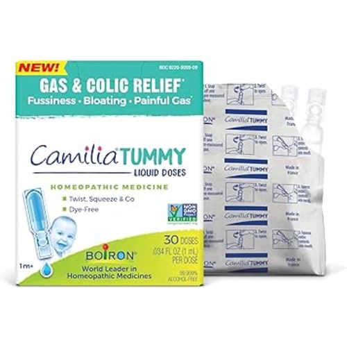 Boiron Camilia Tummy for Colic, Painful Gas, Bloating, & Fussiness- Sterile and Non-Drowsy Liquid Doses - 30 Count