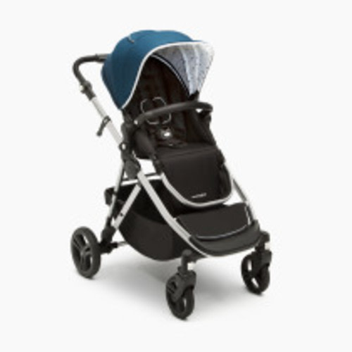 Mockingbird Single-to-Double Stroller | Sea, Watercolor Drops, Silver with Black Leather