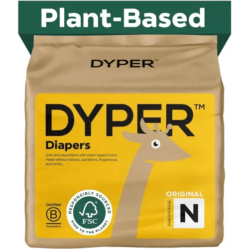 DYPER Baby Diapers Size Newborn | Honest Ingredients | Cloth Alternative | Day & Overnight | Made with Plant-Based* Materials | Hypoallergenic