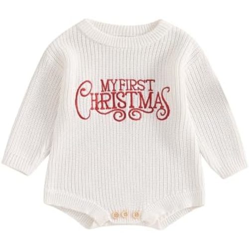 Newborn Baby Girl Boy Christmas Knit Sweater Romper One Piece Bodysuit Pullover Merry Christmas Fall Winter Clothes