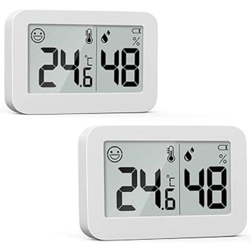 2-Pack Mini Hygrometer Indoor Thermometer, Humidity Gauge with Switch (℃ /℉), Humidity Meter Digital Temperature Monitor for Greenhouse Babyroom Cellar Reptile Incubator Closet