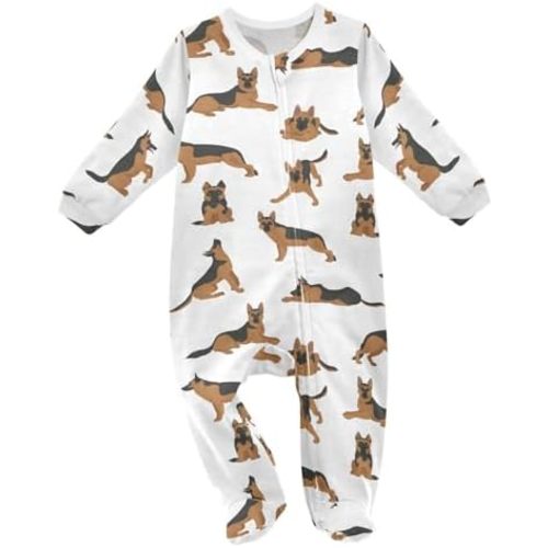 vvfelixl Exercises Doberman Dog Baby Sleepers For Girl Boys Newborn Baby Play One-Piece Footies For 0-24 Months White