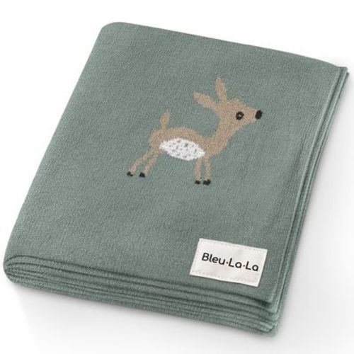 Bleu La La 100% Luxury Cotton Knit Swaddle Receiving Blanket for Blanket for Newborn and Infant Boys and Girls - Sheep - Khaki