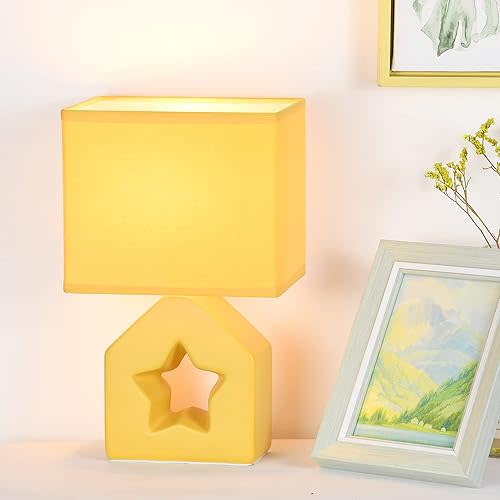 Lampwell Vera Small Table Lamp for Nursery, Yellow