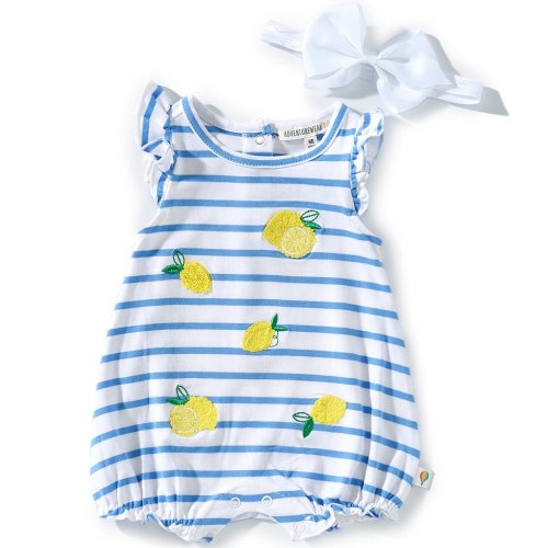 Adventurewear 360 Baby Girls Newborn-24 Months Lemon Stripe Romper