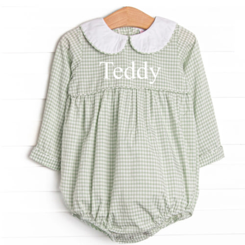 Embroidered Name Garden Gingham Bubble, Green – Stitchy Fish