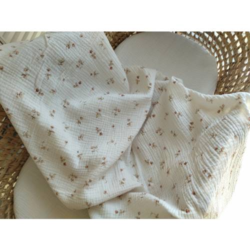 Muslin Swaddle Blanket for Baby Girl, 100% Cotton Double Gauze Baby Blankets, Wild Roses Flowers Swaddle, Floral Baby Shower Gift