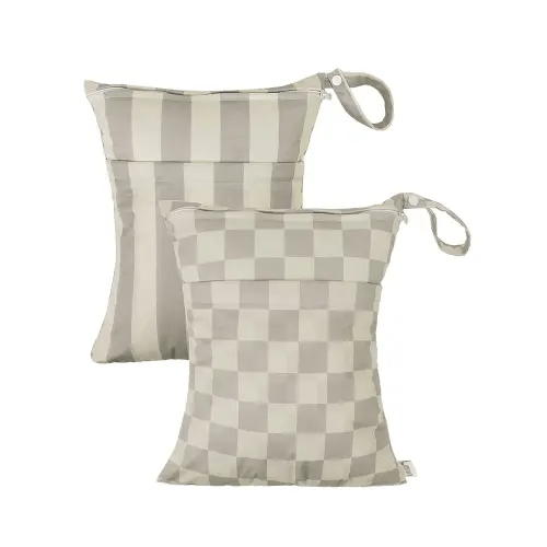 ALVABABY 2pcs Cloth Diaper Wet Dry Bags Waterproof Reusable with Two Zippered Pockets Travel Beach Pool Daycare Soiled Baby Items Yoga Gym Bag for Swimsuits or Wet Clothes LZ8485