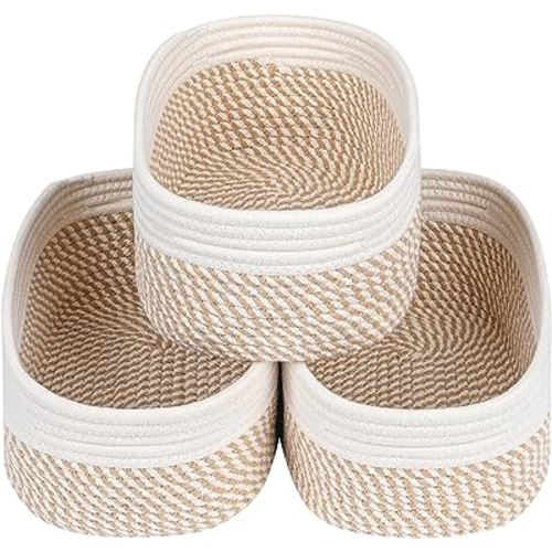 CubesLand Cube Shelf Storage Baskets for Organizing, Woven Storage Baskets for Shelf, Closet Storage Baskets Bins for Shelves Toy Storage Basket Box for Nursery Baby 3 Packs Organization Bins