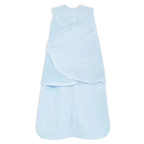HALO Micro-Fleece Sleepsack Swaddle, 3-Way Adjustable Swaddle Blanket for Newborn and Infants, TOG 3.0 for Cold Climates, Hip Healthy, Baby Blue, Newborn, 0-3 Months