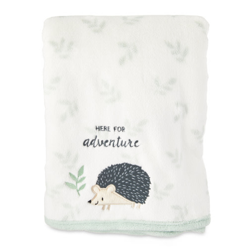 Parent's Choice White Appliqued Hedgehog Plush Baby Blanket, 30" x 40"