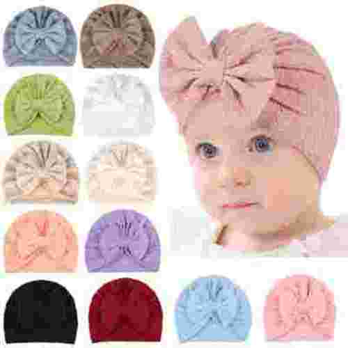 7PCS Baby Turban Baby Girl Hats Top Knot Newborn Cap Hospital Head Wrap Beanie Toddler Infant Baby Hat