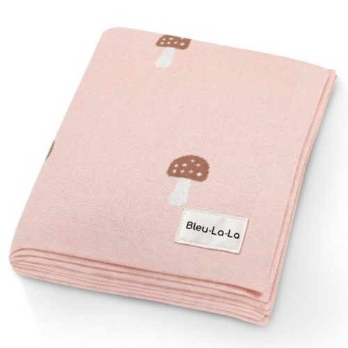 100% Luxury Cotton Soft Knit Swaddle Baby Blanket for Blanket for Newborns and Infants Boys and Girls, Color: Mushroom - pink