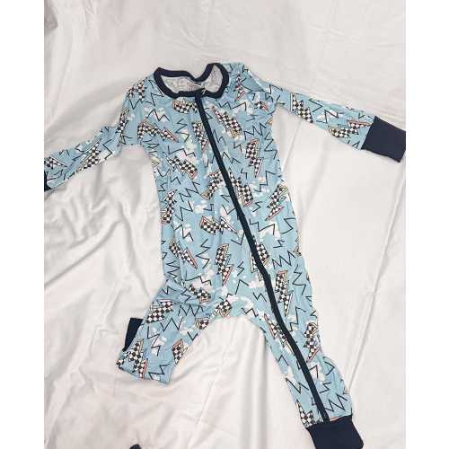 Motocross Bamboo Sleeper Boys Soft Sleeper Zippy Two Way Zipper Gender Neutral Pajamas Footie Sleeper Convertible Dirtbike Born to Ride